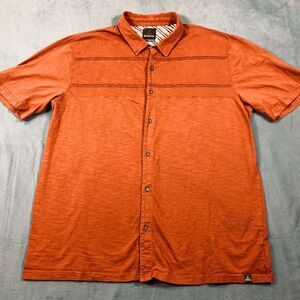 Prana Button Down Shirt Men‎ Size XXL Orange Cotton Short Sleeves Casual Outdoor